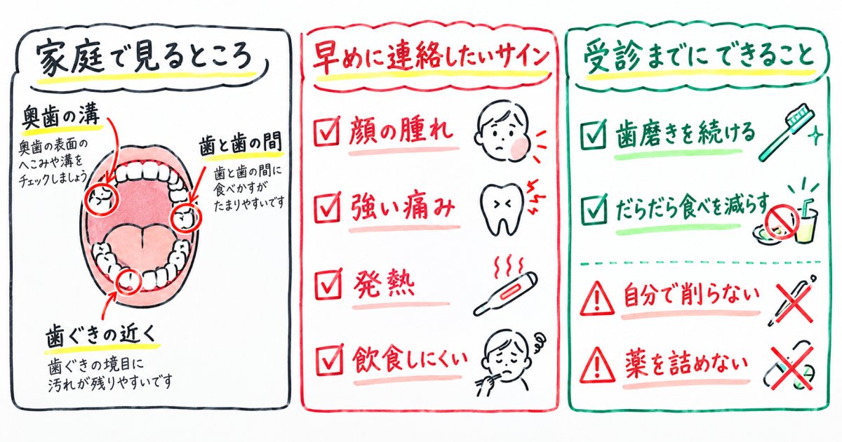 黒い部分を見つけたら？家庭で見る変化と受診の目安